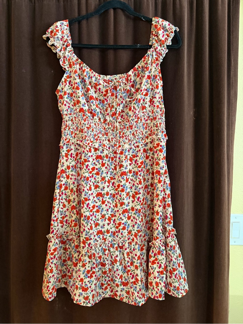Floral Ruffle Dress - Red Multicolor size XL NWOT
